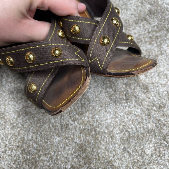Louis Vuitton Criss Cross Wedge Sandals - Picture 5 of 8